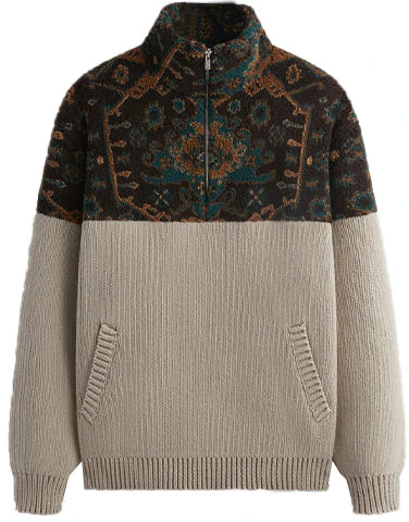 kith-fw-23-sherpa-jacquard-half-zip-knit-pullover-unisex-sand-beige-khm-031668-212