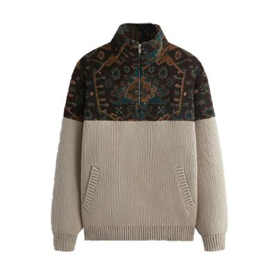 KITH FW23 Sherpa Jacquard Half-Zip Knit Pullover Unisex Sand Beige KHM031668-212