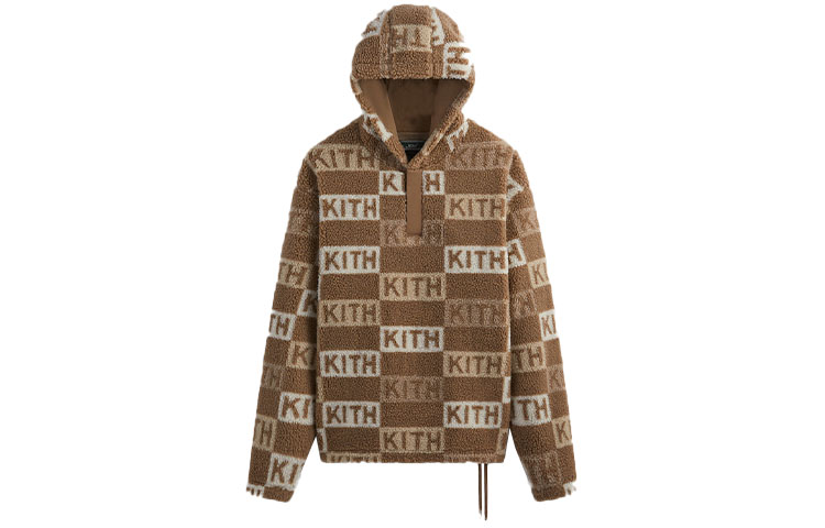 KITH FW23 Sherpa Logo Hoodie Brown Unisex KHM010484-210