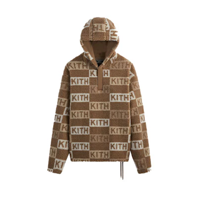 KITH FW23 Sherpa Logo Hoodie Brown Unisex KHM010484-210