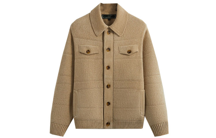 KITH FW23 Stiles Chenille Knit Trucker Jacket Unisex Sand Color KHM031545-253
