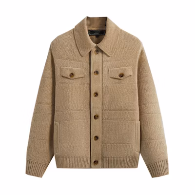 KITH FW23 Stiles Chenille Knit Trucker Jacket Unisex Sand Color KHM031545-253