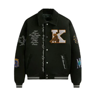 KITH FW23 Suede Coaches Jacket Black - Unisex Button-Up with Logo Applique KHM010337-302