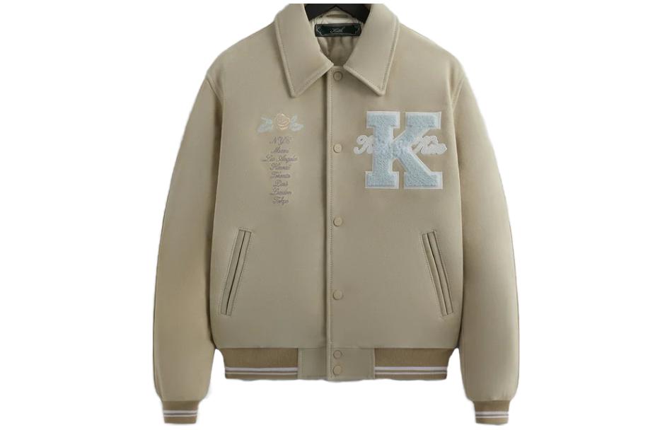 KITH FW23 Suede Letter Patch Snap-Button Jacket Neutral Sand Unisex KHM010411-104