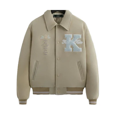 KITH FW23 Suede Letter Patch Snap-Button Jacket Neutral Sand Unisex KHM010411-104
