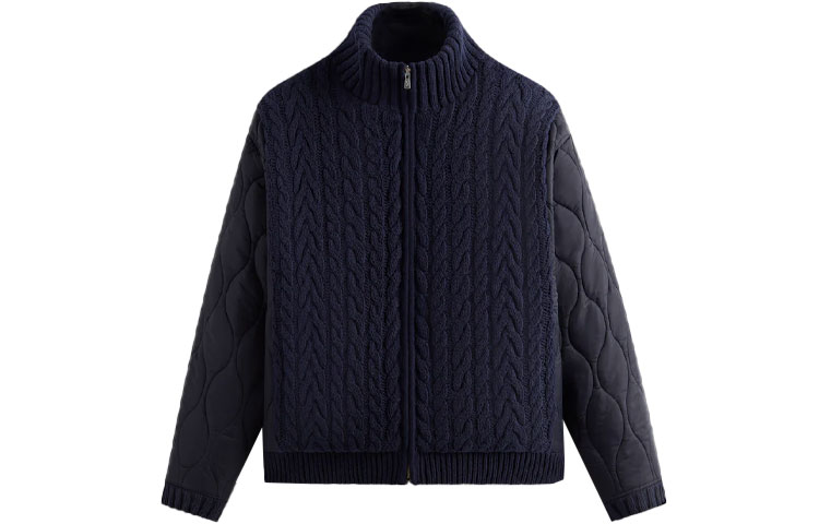 KITH FW23 Wallis Combo Knit Zip Bomber Jacket Unisex Blue KHM010489-413