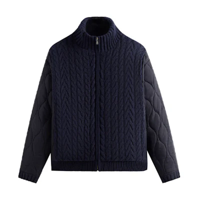 KITH FW23 Wallis Combo Knit Zip Bomber Jacket Unisex Blue KHM010489-413