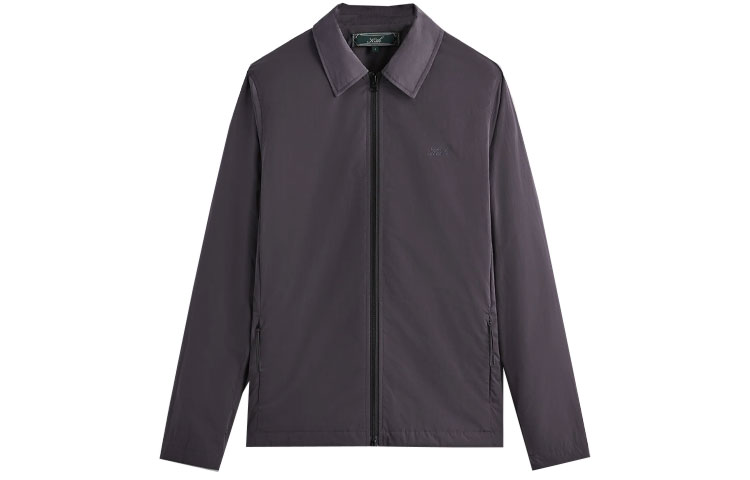 KITH FW23 Wrinkle Nylon Coaches Jacket Unisex Zip-Up Collared - Dark Purple KHM010395-501