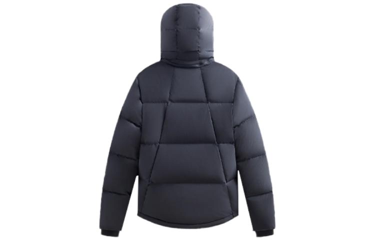 Lookbook KITH FW23 Wrinkle Nylon Midi Puffer Jacket with Detachable Hood Unisex Navy. KHM010393-402