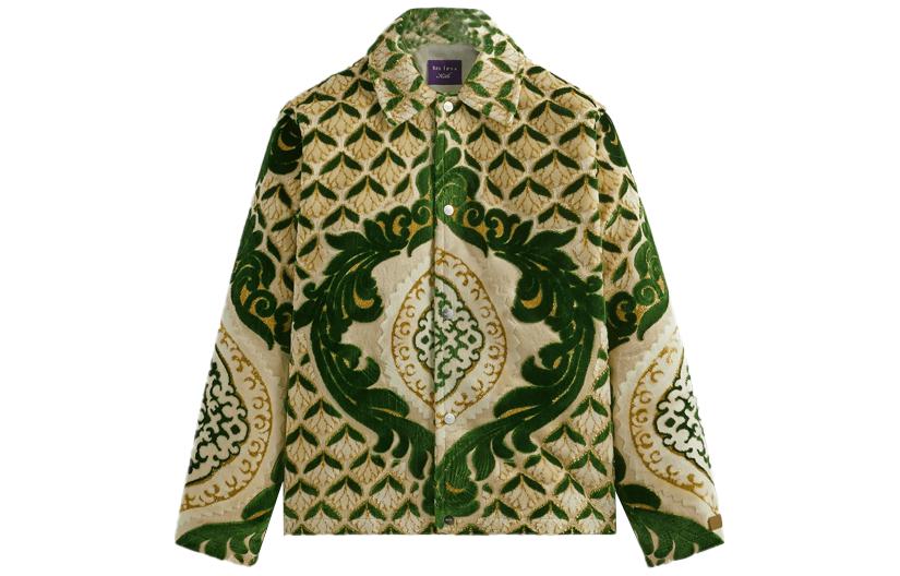 KITH FW23 Res Ipsa Tapestry Coaches Jacket Green Velvet Unisex Floral Print KHRI-001-302