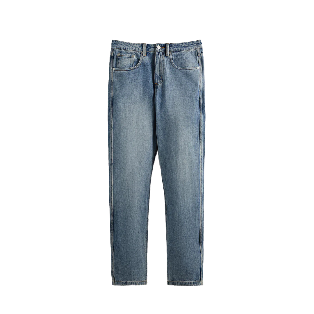 KITH FW24  Slim Straight Fit Jeans Deep Indigo with Centre Logo. KHM060294-416