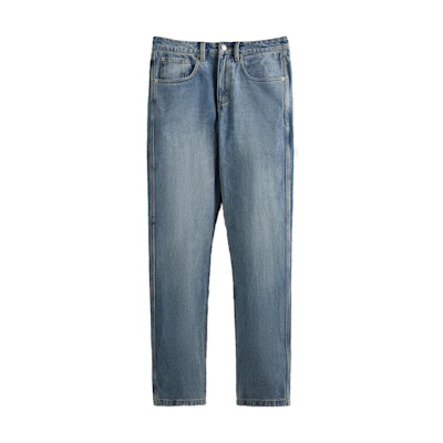 KITH FW24 Slim Straight Fit Jeans Deep Indigo with Centre Logo. KHM060294-416