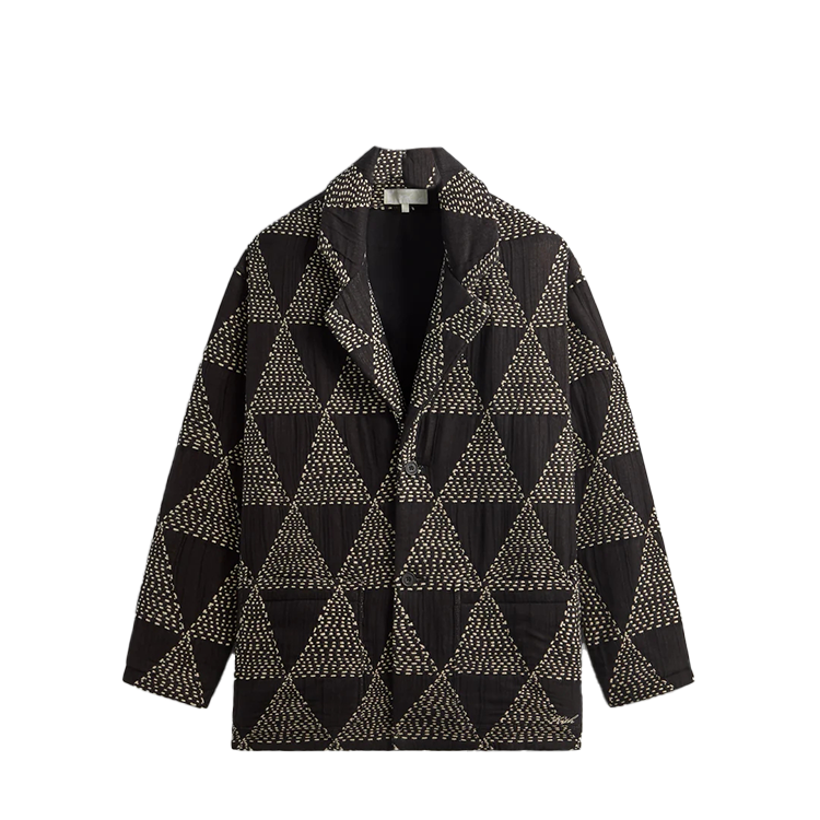 KITH FW24 Quilt Stitch Alfie Pyramid Print Cotton Jacket Black Fashion KHM010747-001