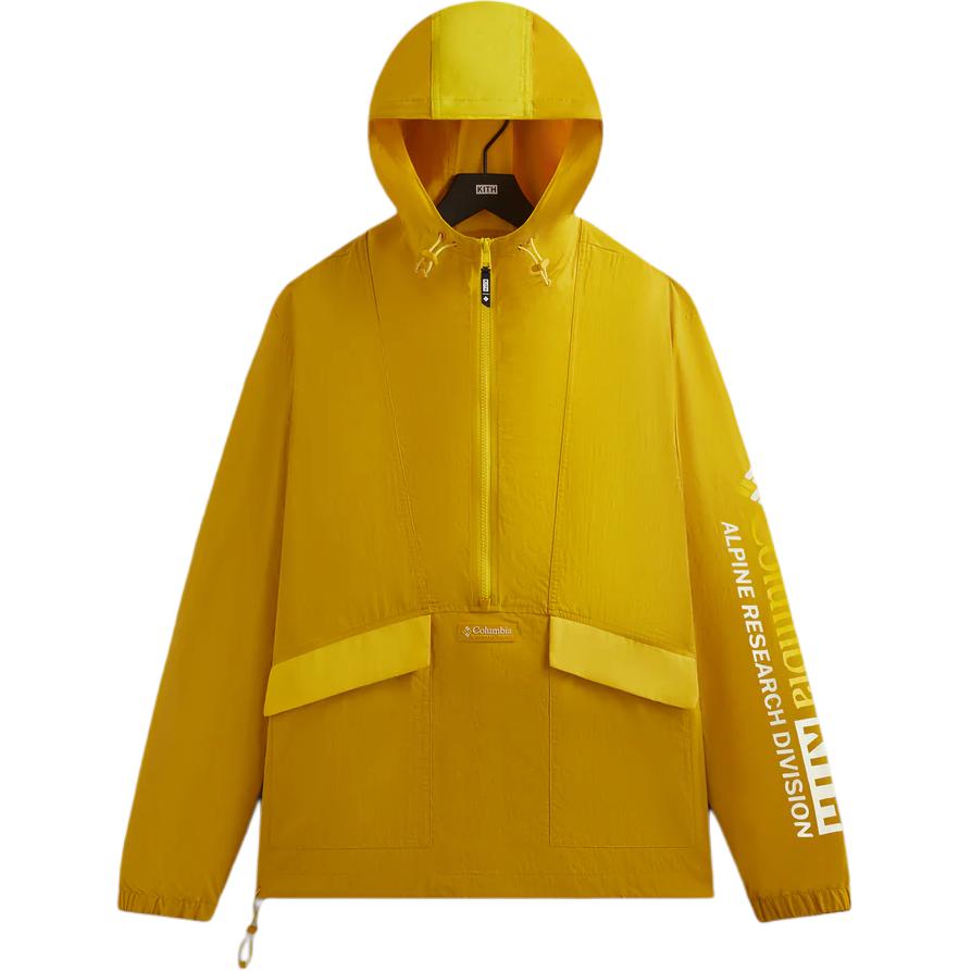 KITH Gold Print Half-Zip Hoodie Jacket with Letter Graphics 2103991-738