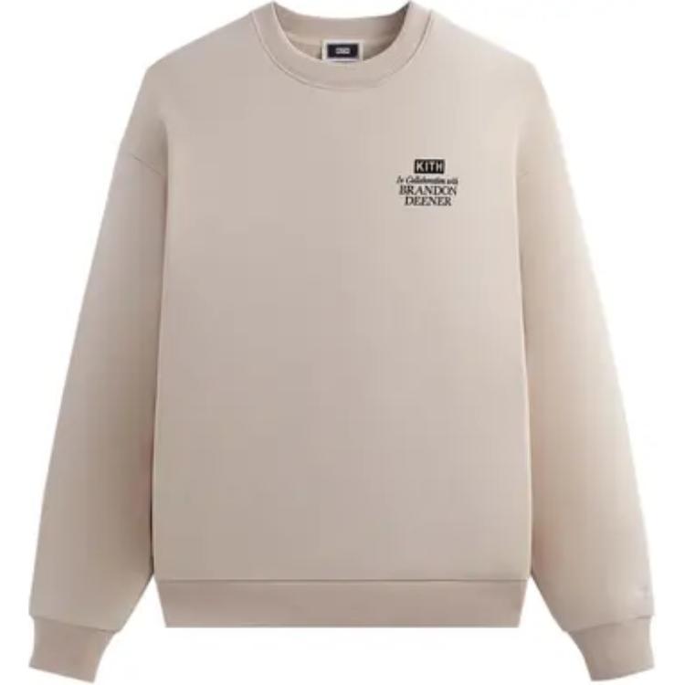 KITH Graphic Pullover Crewneck Long Sleeve Sweatshirt Beige () KHM032140-231