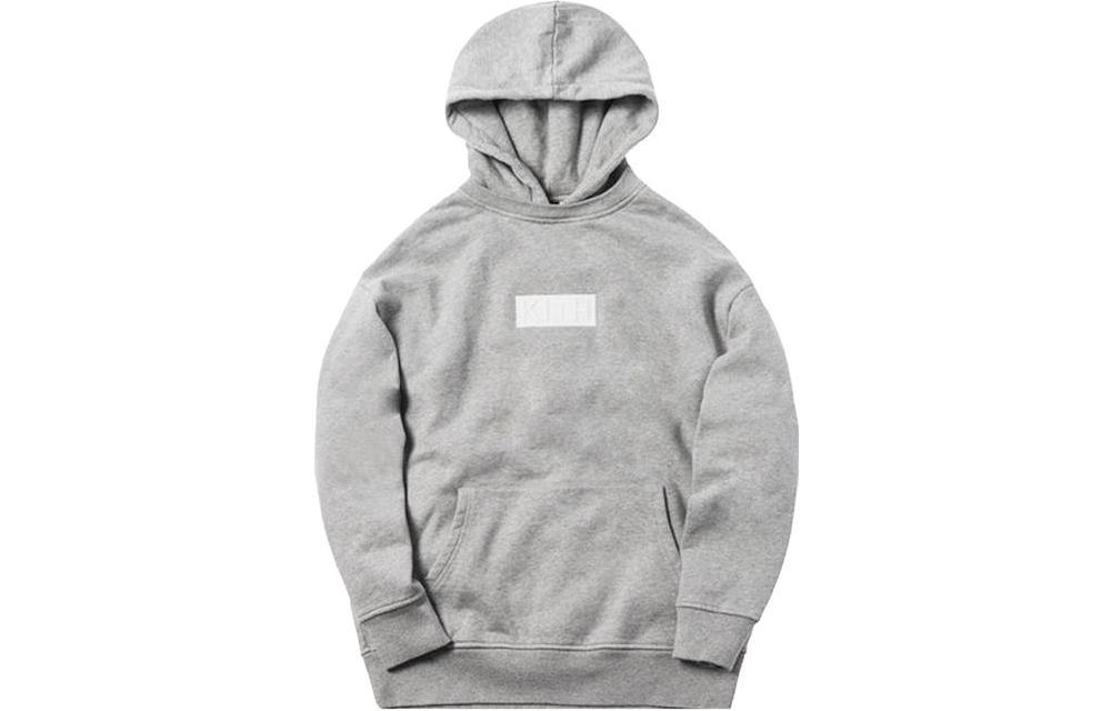 KITH Gray Solid Hoodie with Logo, Ribbed Design & Large Pocket KH2236-103