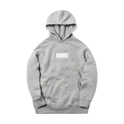 KITH Gray Solid Hoodie with Logo, Ribbed Design & Large Pocket KH2236-103