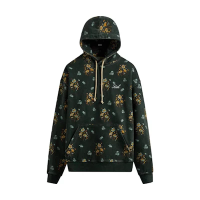 KITH Green Unisex Hoodie with Large Pocket Design Long Sleeve KHM030295-302