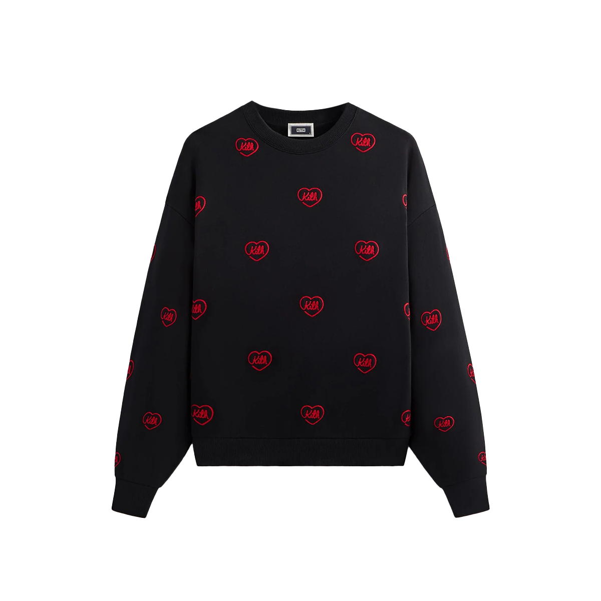KITH Heart Nelson Relaxed Crewneck Sweatshirt Black ( Casual Pullover) KHM033173-001