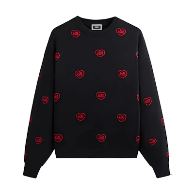 KITH Heart Nelson Relaxed Crewneck Sweatshirt Black ( Casual Pullover) KHM033173-001