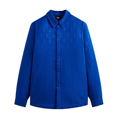 KITH Jacquard Faille Sutton Quilted Shirt Jacket Blue Long Sleeve Coat KHM010368-458