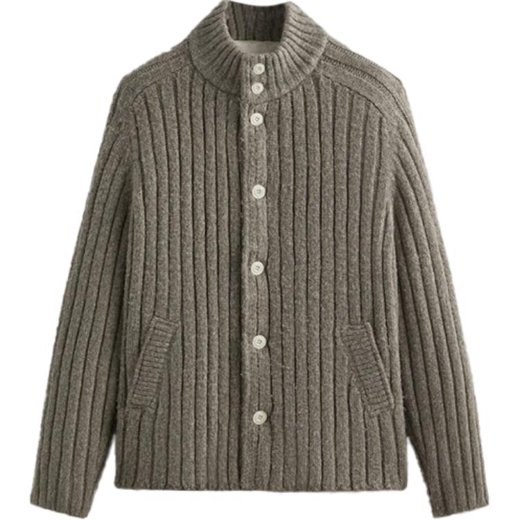 KITH Kin Alvaro 2024 Winter Knit Long Sleeve Jacket - Mid Gray KHM010659-198