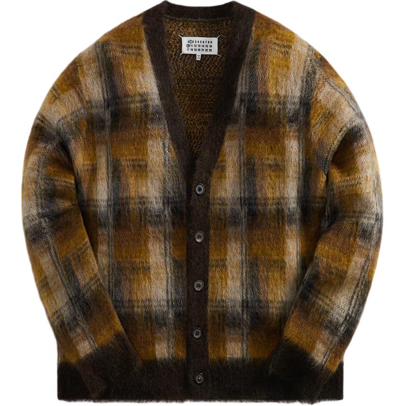 KITH Knit V-Neck Long Sleeve Jacket Walnut/ Mustard Yellow MS50HP0007S18403003J