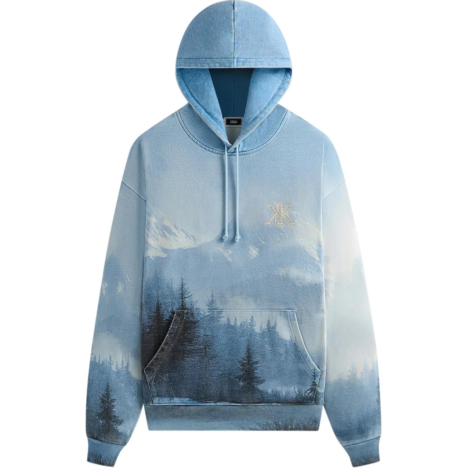KITH Landscape Printed Hoodie Blue Long Sleeve KHM033166-404