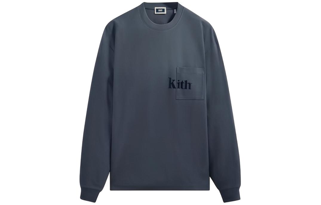 KITH Logo Casual Crewneck Pullover Long Sleeve Sweatshirt Unisex Blue KHM030749-448