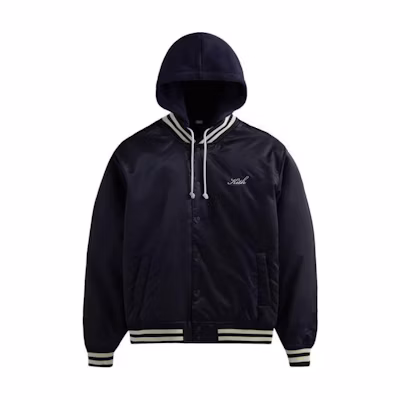 KITH Logo Embroidered Black Hooded Jacket for Men Long-Sleeve KHM010139-443