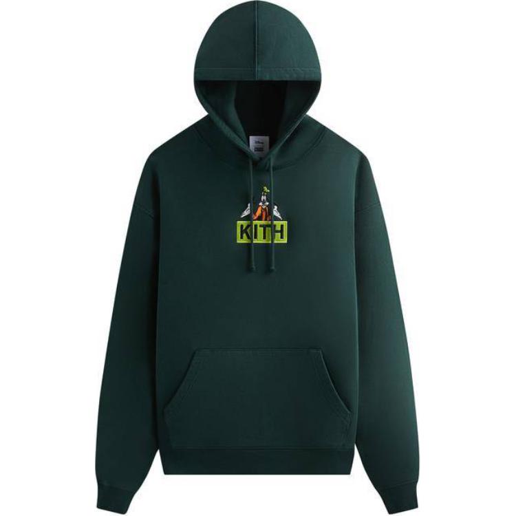 KITH Logo Embroidered Green Hoodie Long Sleeve KHM031779-302