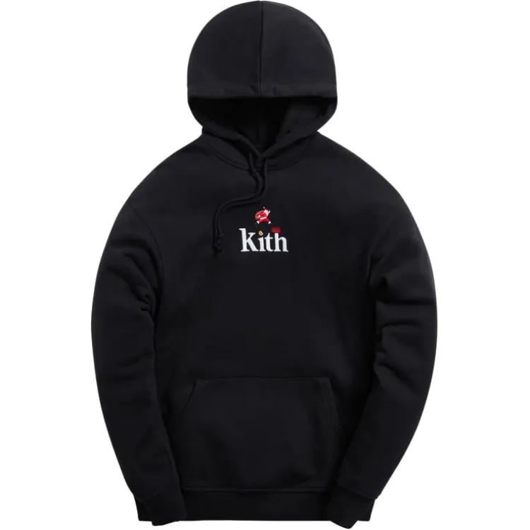 KITH Logo Hoodie Black Long Sleeve Pullover KHM030264-001