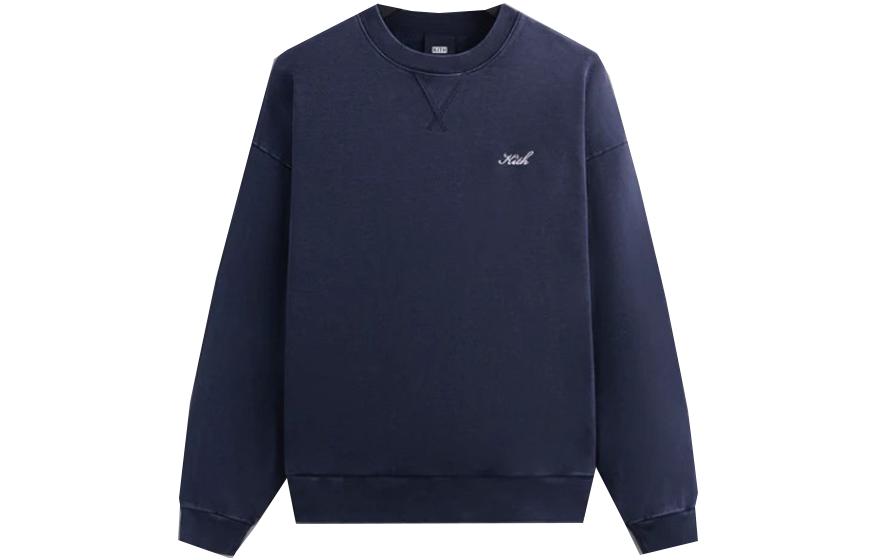 KITH Logo Navy Blue Crewneck Pullover Oversized Long Sleeve Sweatshirt Men KHM031303-413