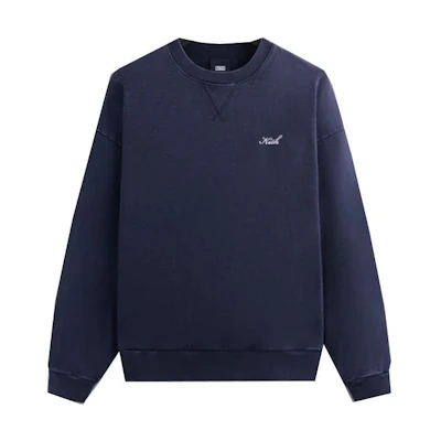 KITH Logo Navy Blue Crewneck Pullover Oversized Long Sleeve Sweatshirt Men KHM031303-413
