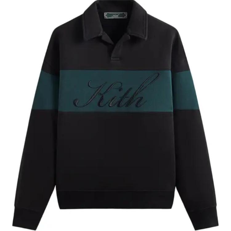 Order KITH ロゴプリント 長袖 ポロスウェットシャツ ブラック. KHM031653-001