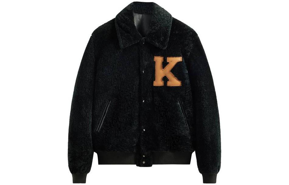 KITH Logo Ribbed Cuff Single-Breasted Jacket Black ( Long Sleeve) KHM010338-302