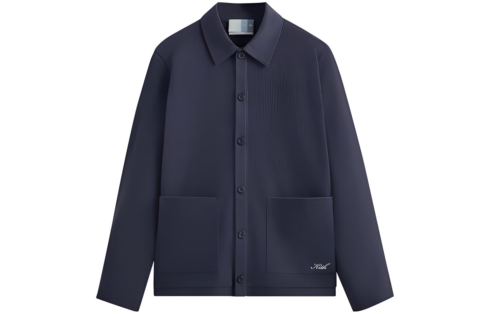 KITH Loose Fit Solid Single-Breasted Long Sleeve Jacket - Navy Blue KHM030917-158