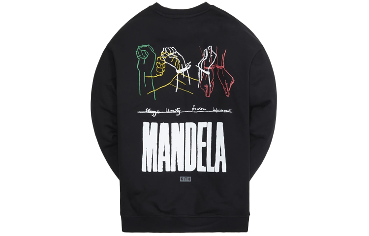 KITH Mandela Day Freedom Print Crewneck Sweatshirt Black Capsule Collection KH2708-001