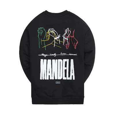KITH Mandela Day Freedom Print Crewneck Sweatshirt Black Capsule Collection KH2708-001