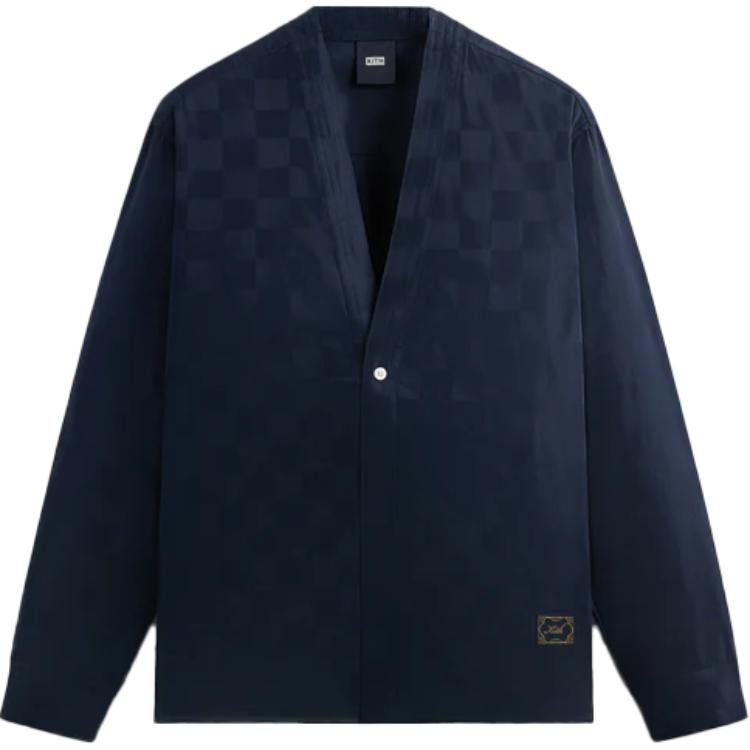 KITH Midnight Navy Long Sleeve Plaid Button Jacket khm031329-413
