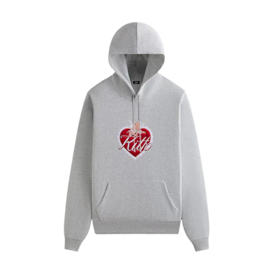 KITH Monday Program Cupid V Williams III Grey Hoodie Lace Heart Patch KHM033174-002