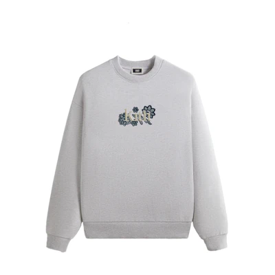 KITH Monday Program FW24 Floral Lace Embroidered Crewneck Sweatshirt Grey KHM032534-002