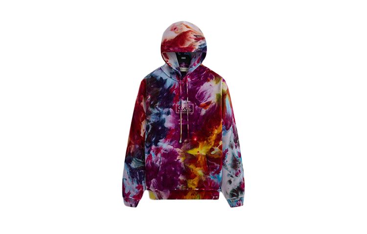 KITH Monday Program SS24 Crystal Tie-Dye Logo Hoodie Unisex Purple Gold KHMSW0003