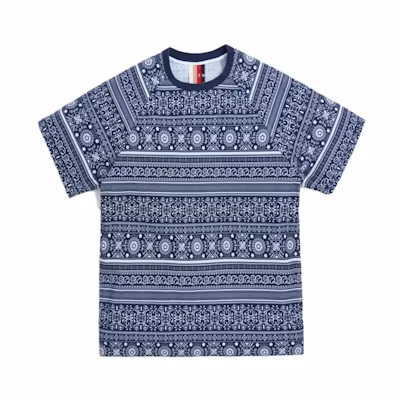 KITH Moroccan Print Seersucker Howard Tee Navy/White