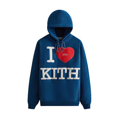 KITH Navy Blue Letter Print Pullover Hoodie Long Sleeve ABCKITH23-HN