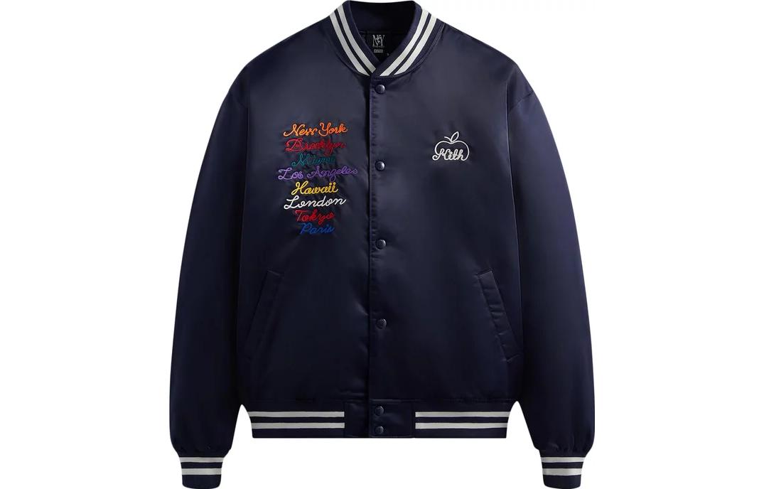 KITH Navy Blue Loose-Fit Logo Printed Single-Breasted Jacket KHM010301-413