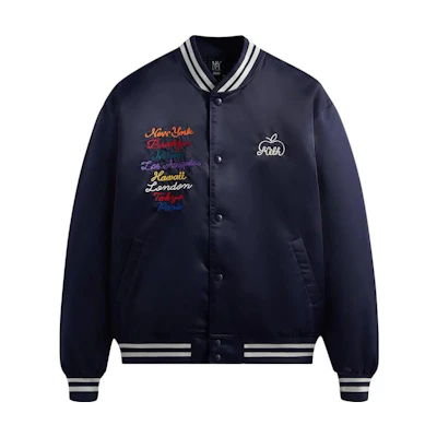 KITH Navy Blue Loose-Fit Logo Printed Single-Breasted Jacket KHM010301-413