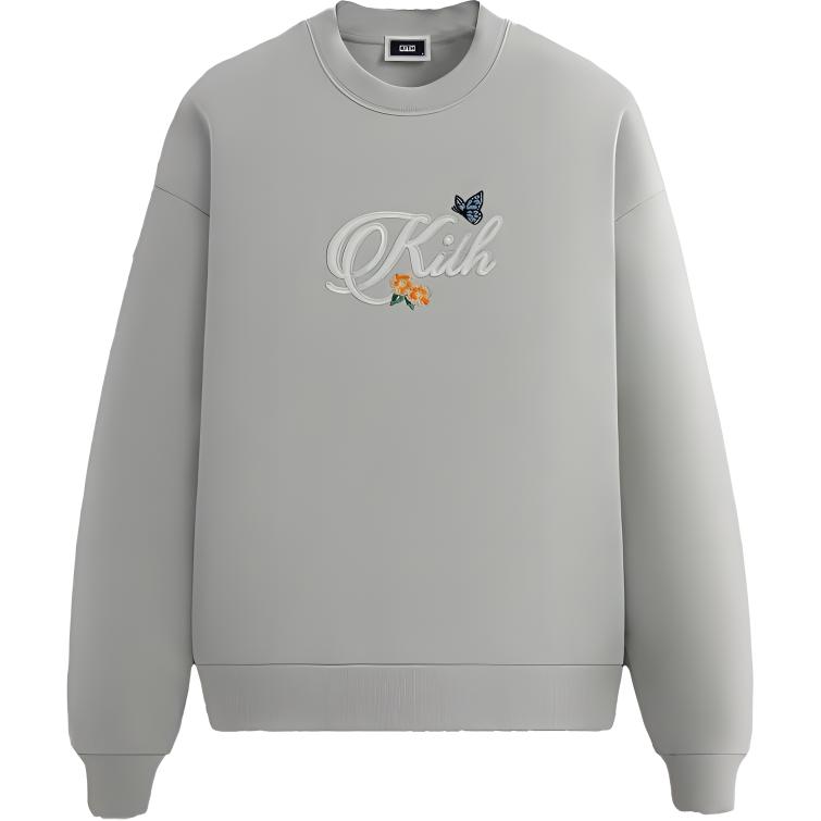 KITH Nelson Crewneck Ribbed Long-Sleeve Sweatshirt Light Green KHM031993-5017