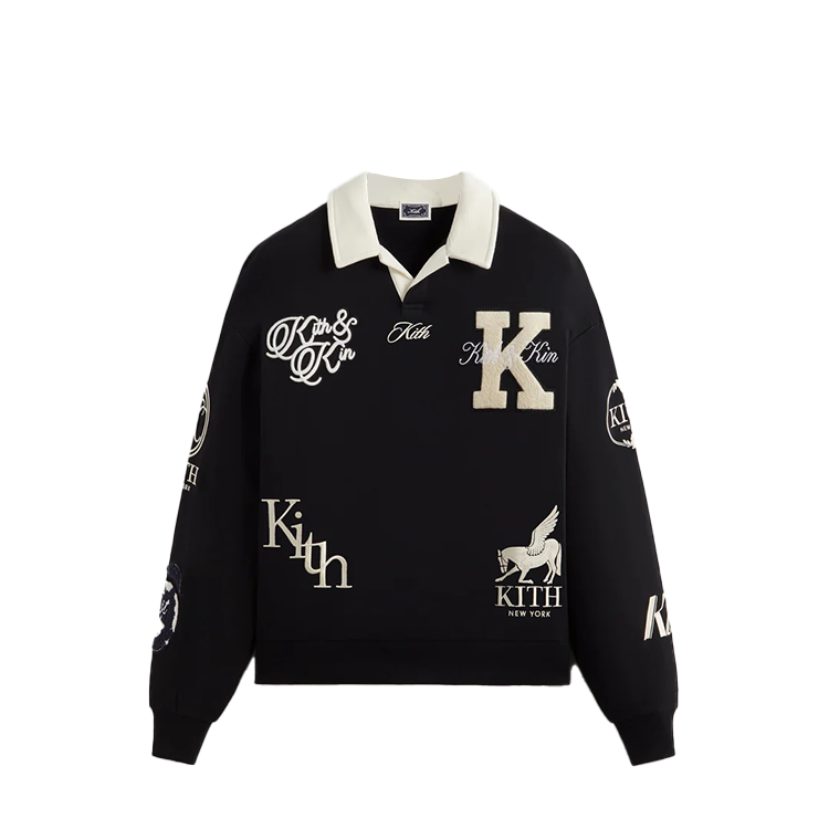 KITH Nelson Letter Print Black Pullover Sweatshirt Casual Long Sleeve KHM031908-001