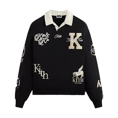 KITH Nelson Letter Print Black Pullover Sweatshirt Casual Long Sleeve KHM031908-001